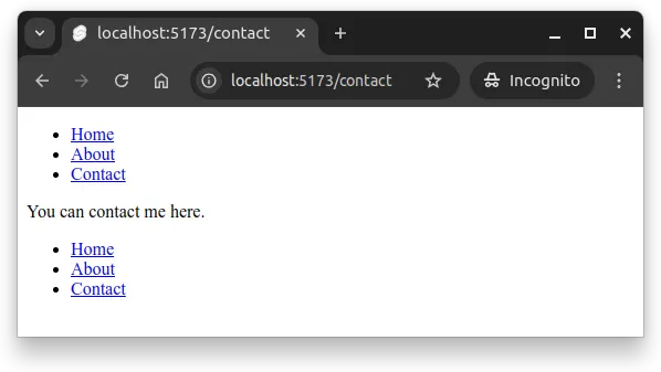 Fig 2. The navigation is shown twice as it is defined both in the layout and the page.