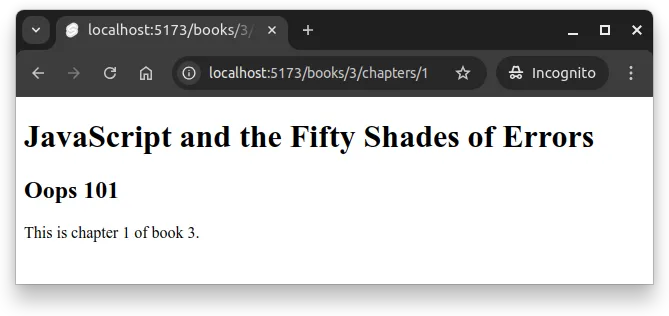 Fig 3. -- The path /books/3/chapters/1 shows the book name, the chapter name, and their identifiers.