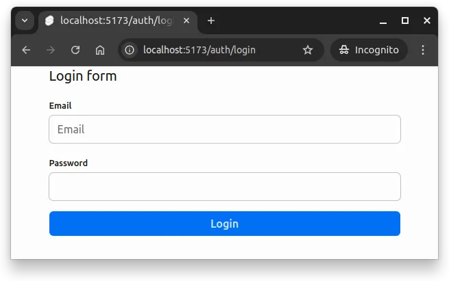 Fig 1. Login form with input fields for email and password.
