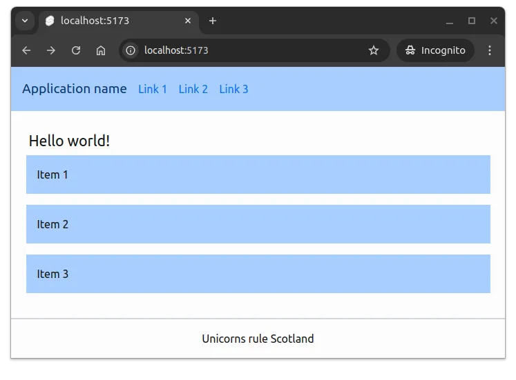 Fig 2. When the width of the screen is less than 768 pixels, the flex-col class is applied and the items are stacked vertically.