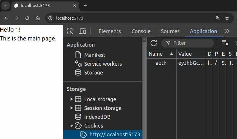 Fig 1. The user identifier has been extracted from the JWT token in the cookie.