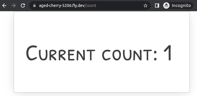 At the path '/count' of the application, we see the page using view templates. The page uses PaperCSS for styling. At the path '/count' of the application, we see the page using view templates. The page uses PaperCSS for styling.