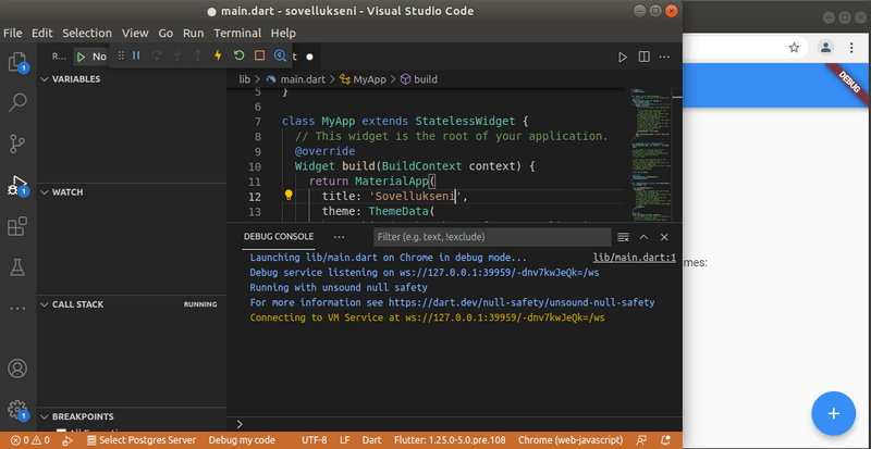 7 vscode flutter sovellukseni