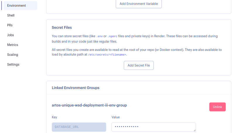 Figure 9 - Environment group linked.