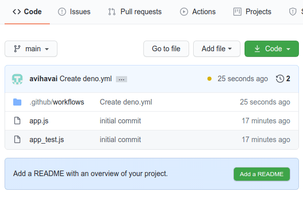 A new workflow has been created for the project. The orange dot next to the time when the commit was made shows that the actions related to the project are still being run. A new workflow has been created for the project. The orange dot next to the time when the commit was made shows that the actions related to the project are still being run.