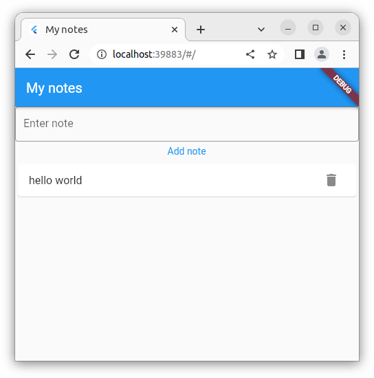 Screenshot of the application running with Firestore. The screenshot shows the 'hello world' document retrieved from Firestore. Screenshot of the application running with Firestore. The screenshot shows the 'hello world' document retrieved from Firestore.