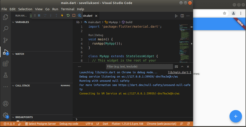7 vscode flutter app running
