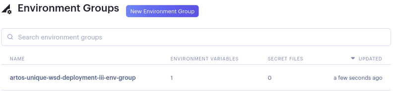 Figure 7 - Environment group created.