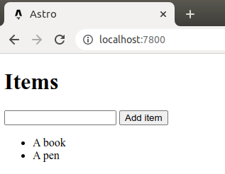 Figure 9 -- New item has been added to the application through the user interface. Figure 9 -- New item has been added to the application through the user interface.
