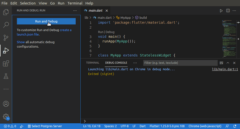 7 vscode flutter run and debug