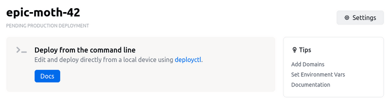 New project has been created. deno deploy new project created