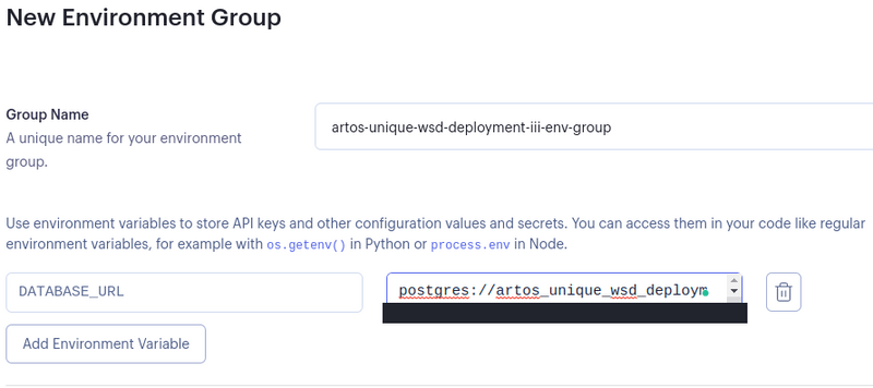 Figure 6 - Added details for the new environment group.