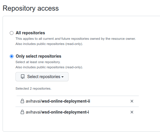 Figure 2 - When configuring account on GitHub, we choose the new repository and provide access to Render to it. Figure 2 - When configuring account on GitHub, we choose the new repository and provide access to Render to it.