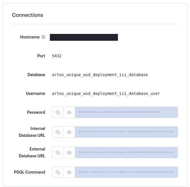 Figure 4 - Database connection information.