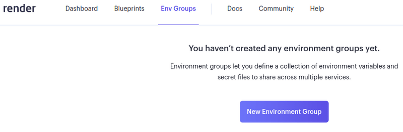 Figure 5 - Page for creating a new environment group.